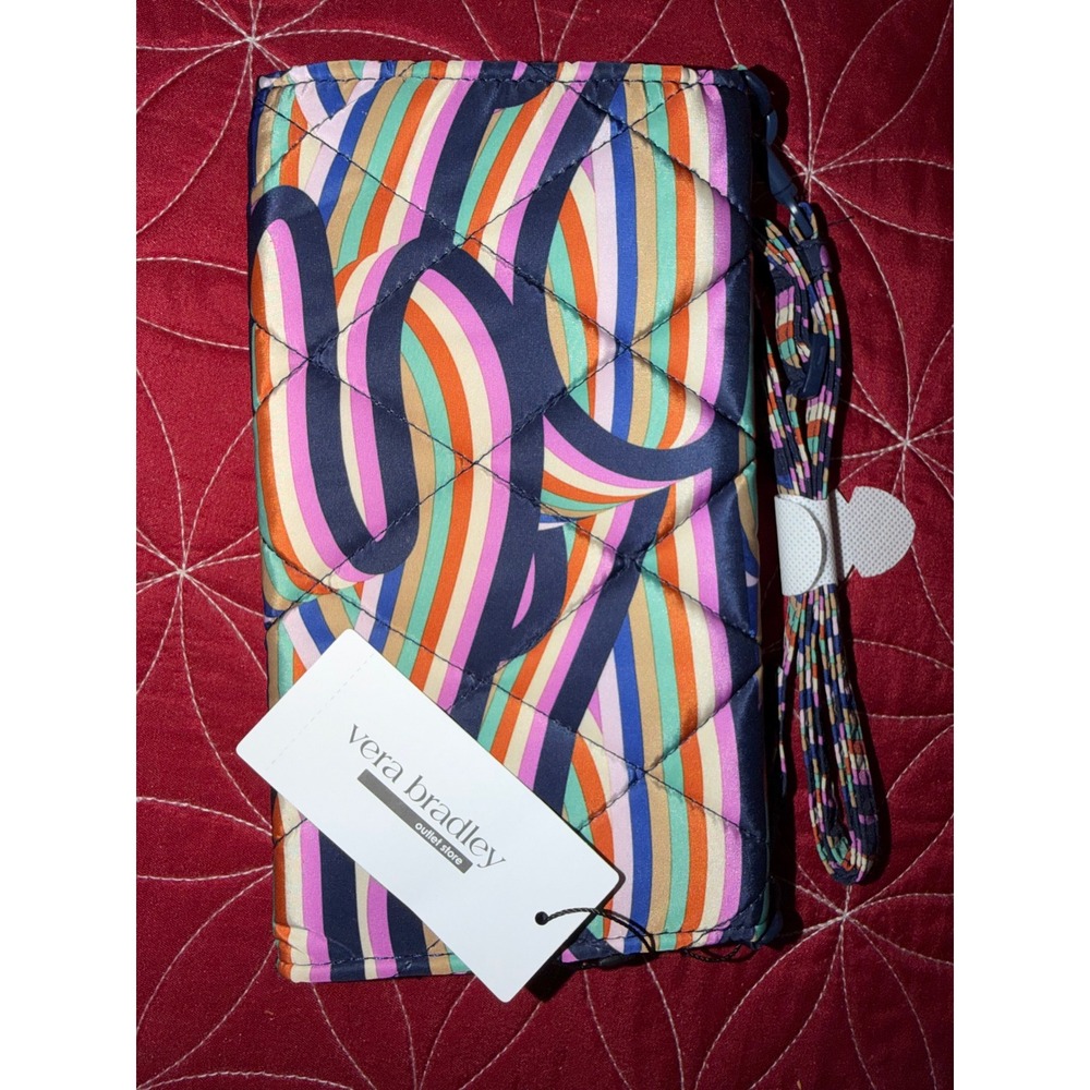 Vera Bradley Wallet Crossbody Retro Ribbons Quilted Ultralight Multi Color New
